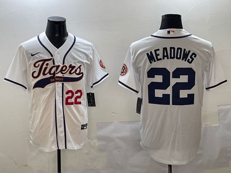 Men Detroit Tigers #22 Meadows White Jointly Name 2025 Nike MLB Jersey style 3->detroit tigers->MLB Jersey